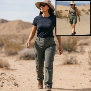 Columbia Womens Convertible Adventure Pants 6R Gray Zip Off  Stretch Waist